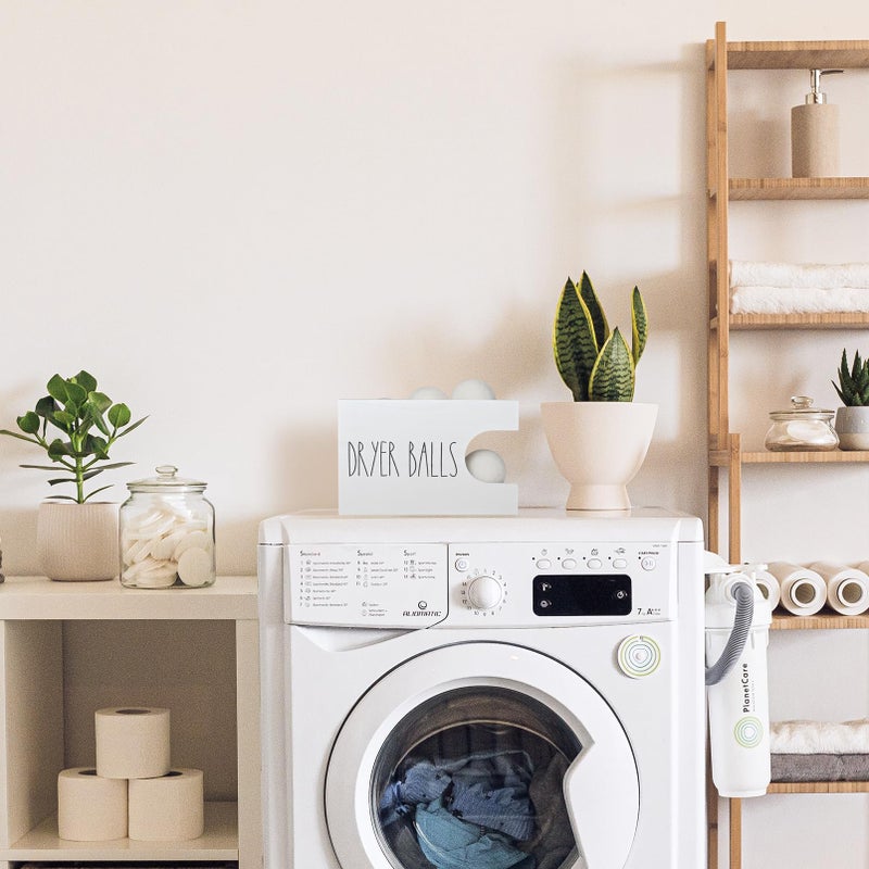 CHONIC Dryer Ball Holder for Laundry Room, Dryer Balls Container Wall Mount, Wood Dryer Balls Storage Organizer, Wool Dryer Ball Dispenser Basket (White) - Image 4